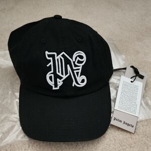 Palm Angels Black Cap with White Logo